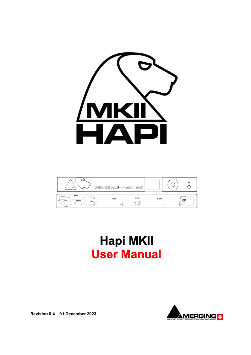 Page n°1 - Manuel utilisateur Merging Hapi MKII