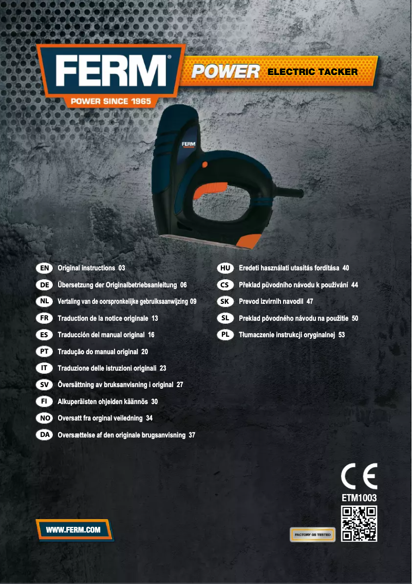 Imagen de la primera página del manual del dispositivo ETM1003