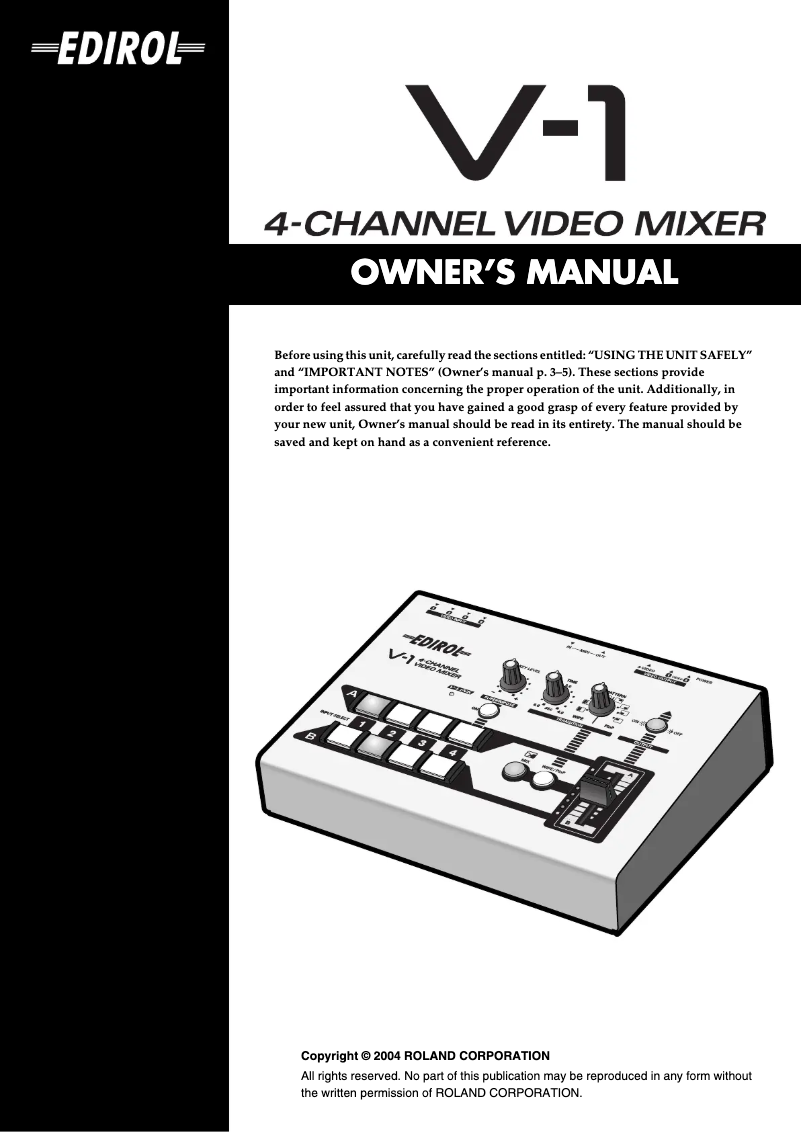 Page n°1 - Manuel utilisateur Roland V-1