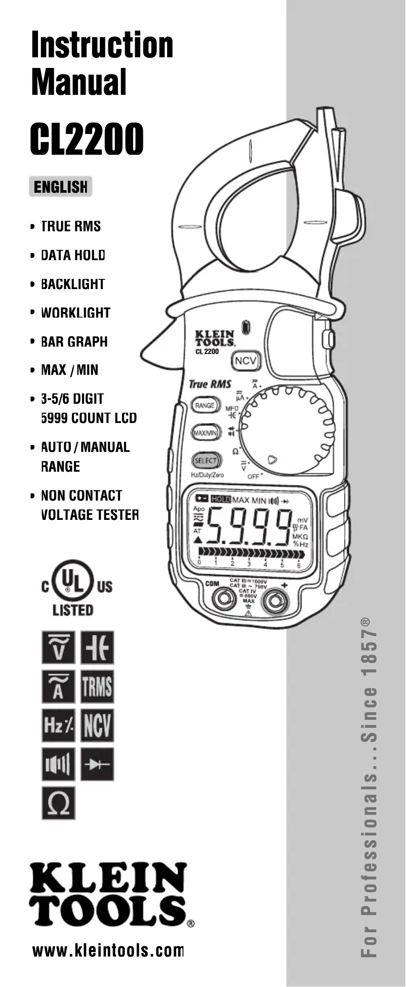 Page 1 of the manual User Manual Klein Tools CL2200