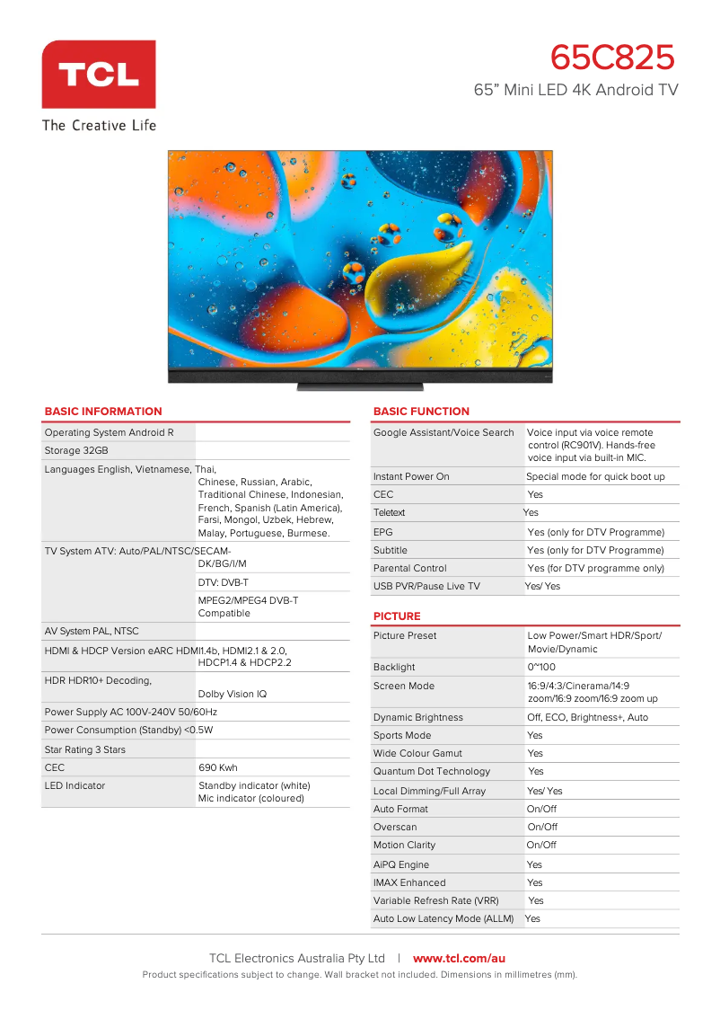 Image de la première page du manuel de l'appareil 65C825