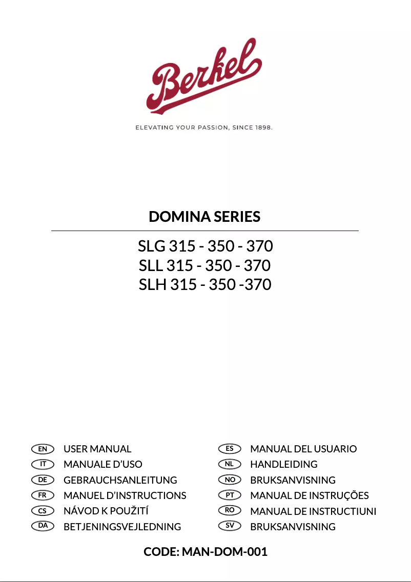 Page n°1 - Manuel utilisateur Berkel Domina Macelleria SLH315