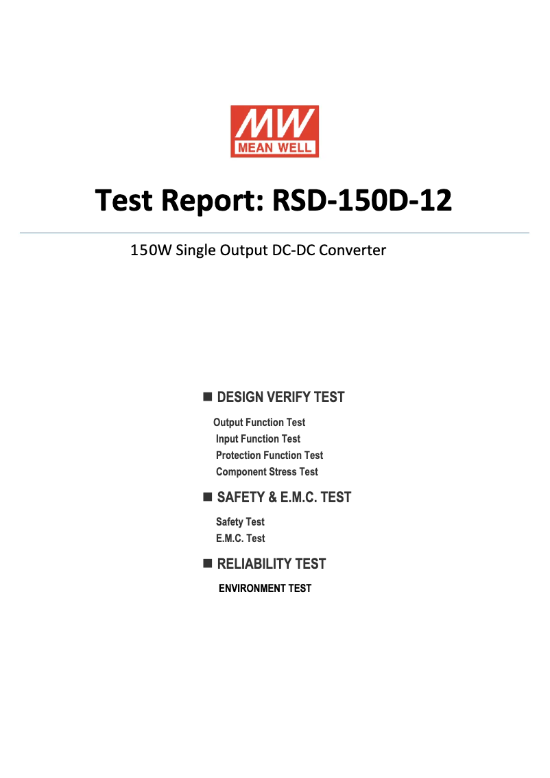 Page n°1 - Fiche technique Mean Well RSD-150D-12