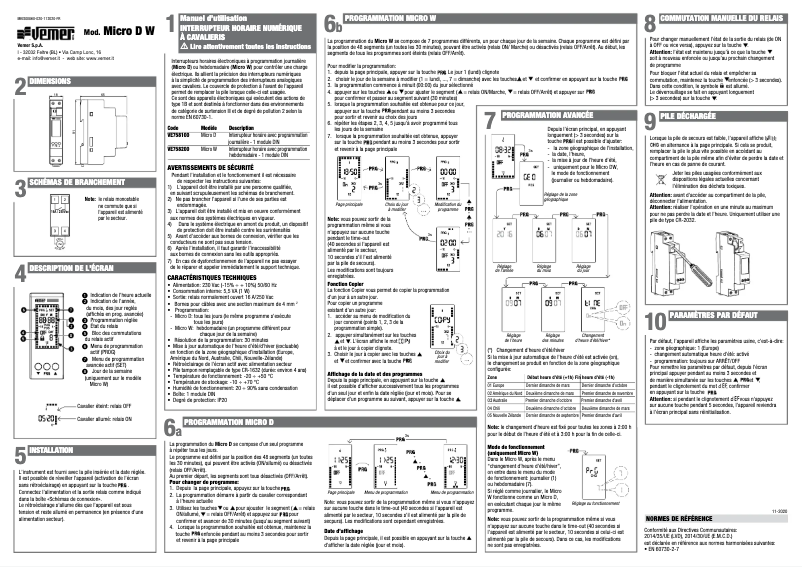 Page 1 de la notice Manuel utilisateur Vemer Micro W