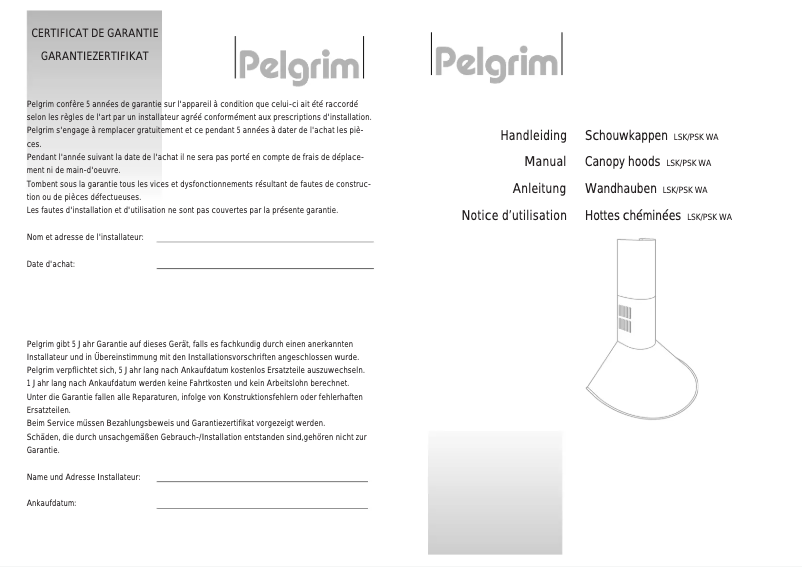 Page 1 de la notice Manuel utilisateur Pelgrim PSK 600