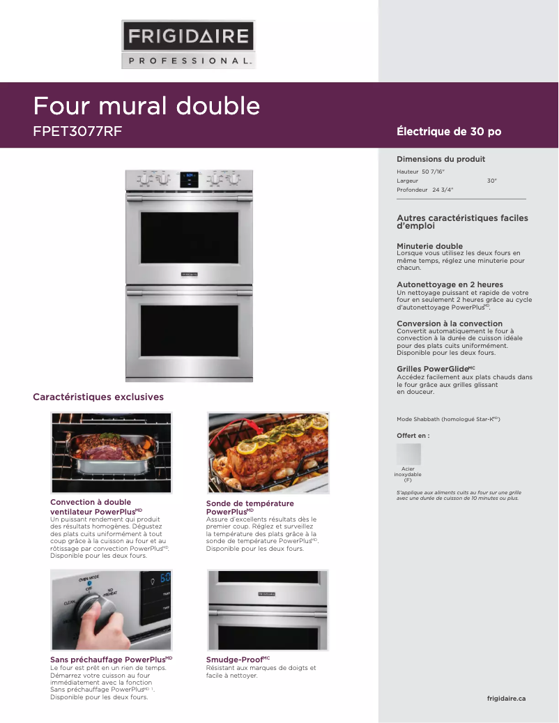 Image de la première page du manuel de l'appareil FPET3077RF