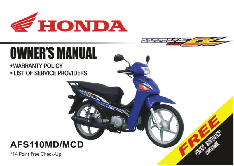 Page 1 de la notice Manuel utilisateur Honda Wave 110 Alpha (2014)