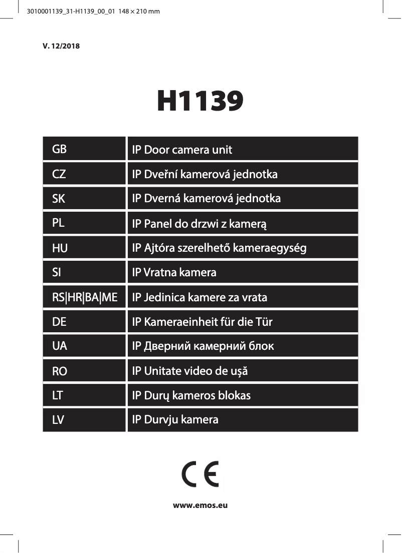 Page 1 de la notice Manuel utilisateur Emos H1139