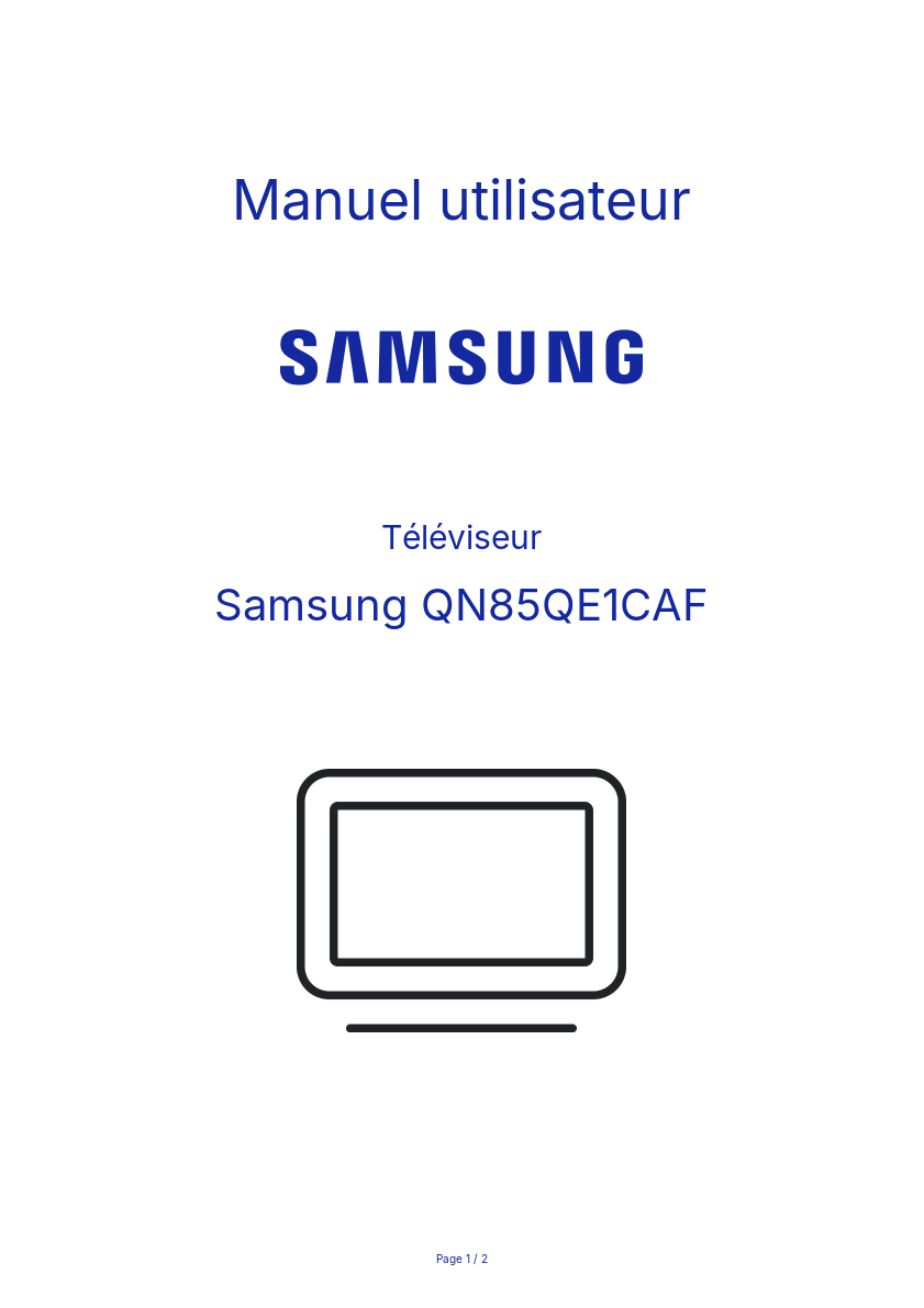 Image de la première page du manuel de l'appareil QN85QE1CAF