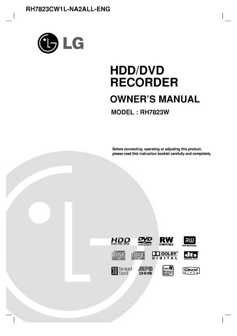 Page n°1 - Manuel utilisateur LG RH7823W