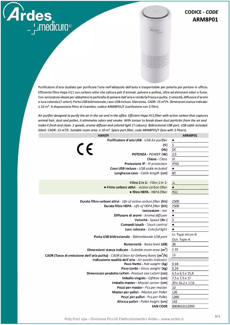 Image de la première page du manuel de l'appareil ARM8P01