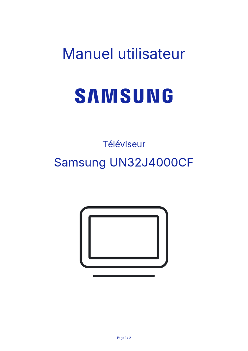 Page n°1 - Manuel utilisateur Samsung UN32J4000CF