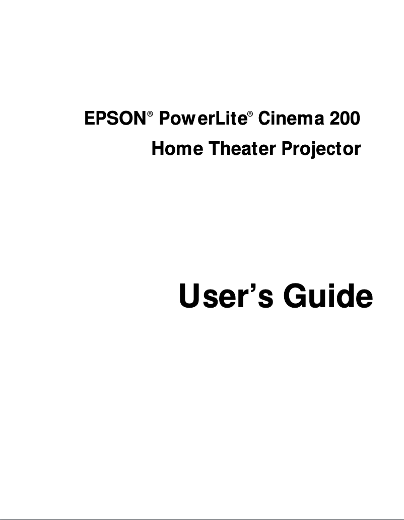 Image de la première page du manuel de l'appareil PowerLite Cinema 200