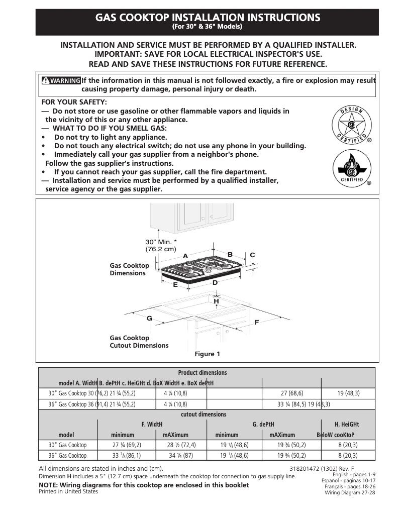 Page 1 de la notice Guide d'installation Electrolux EW36GC55GW