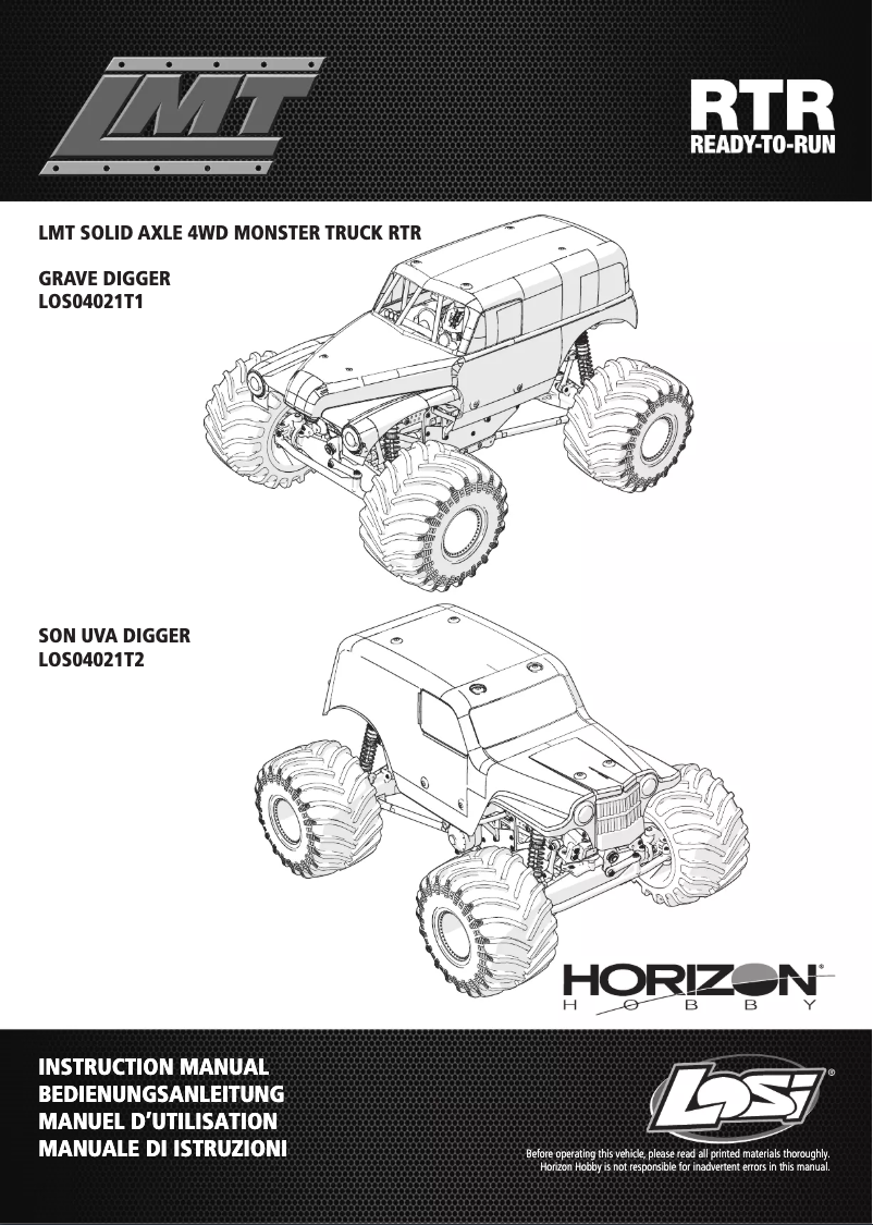 Page 1 de la notice Manuel utilisateur Losi LMT