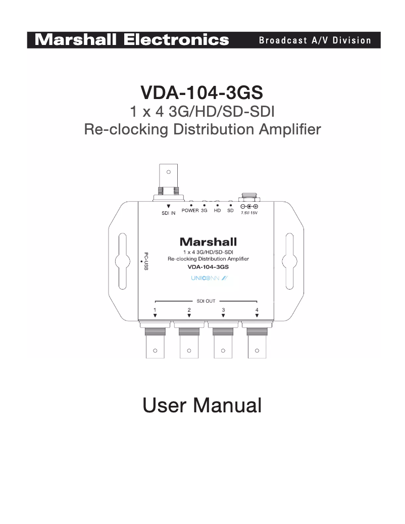 Page n°1 - Manuel utilisateur Marshall UNICONN VDA-104-3GS