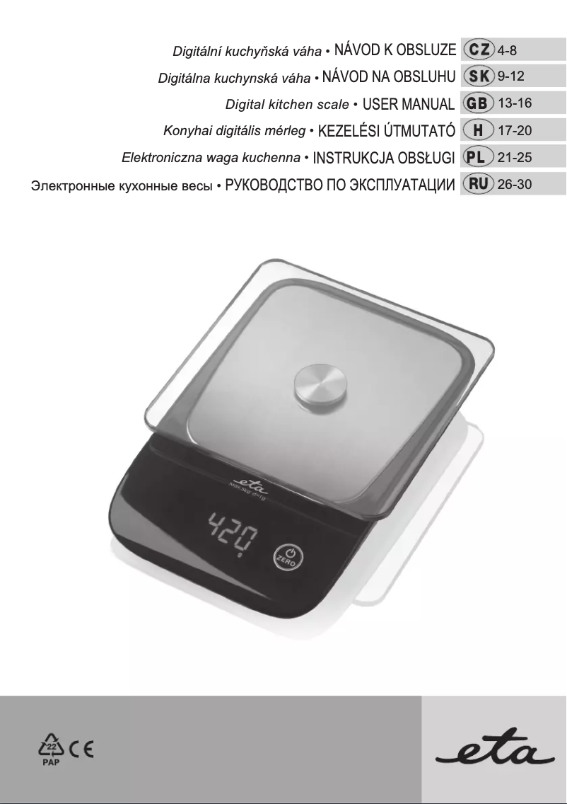 Page 1 de la notice Manuel utilisateur Eta 3778