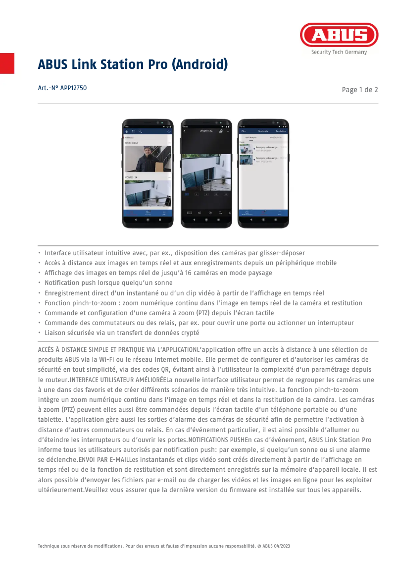 Image de la première page du manuel de l'appareil APP12750