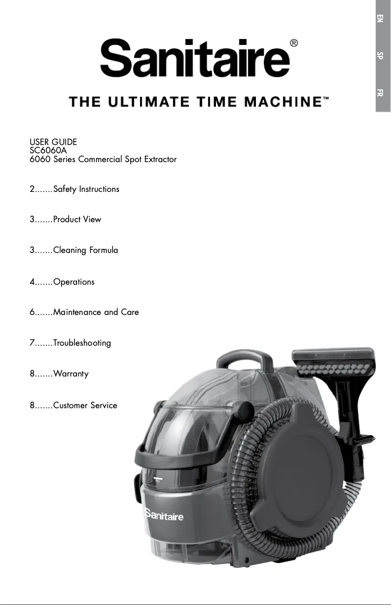Page n°1 - Manuel utilisateur Sanitaire RESTORE SC6060A