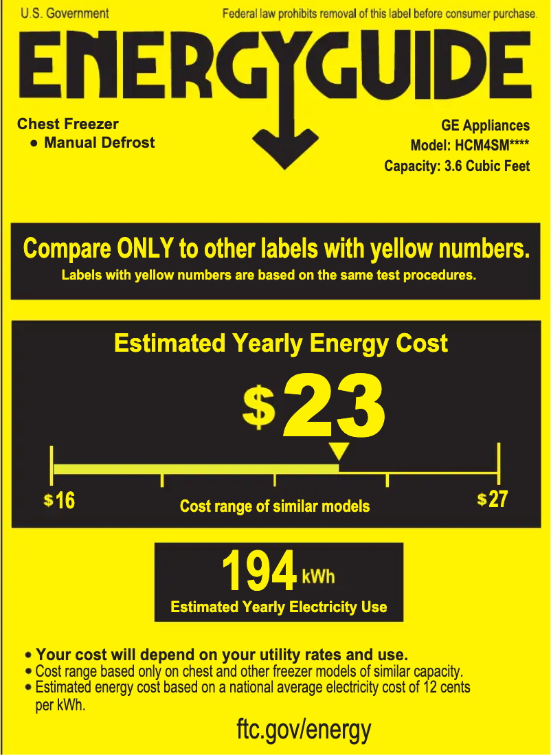 Page n°1 - Label énergétique GE HCM4SMWW