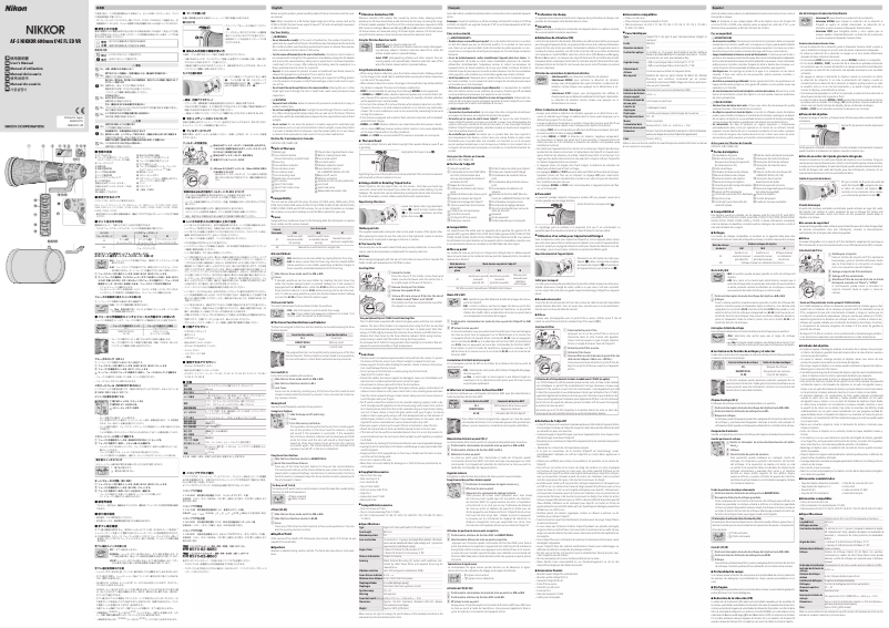 Page n°1 - Manuel utilisateur Nikon Nikkor AF-S 600mm f/4E FL ED VR