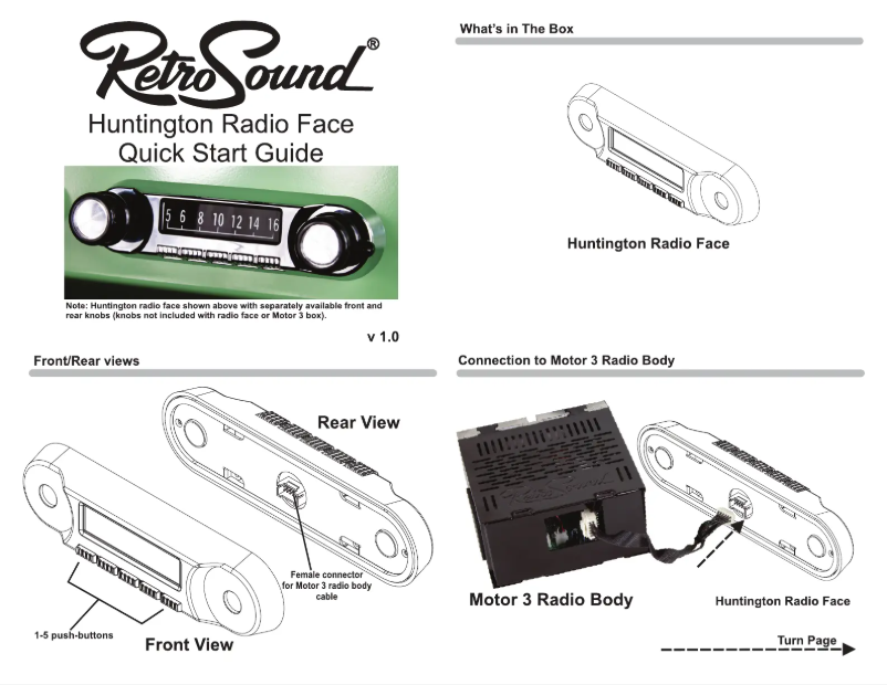 Page 1 de la notice Manuel utilisateur RetroSound Huntington M4HD
