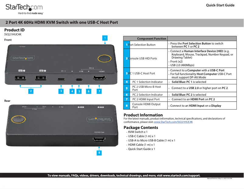 Page n°1 - Manuel utilisateur StarTech.com SV221HUC4K