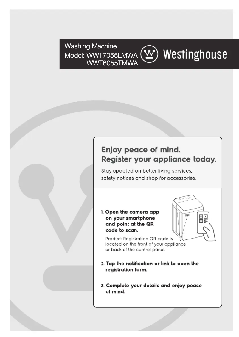 Page n°1 - Manuel utilisateur Westinghouse WWT6055TMWA