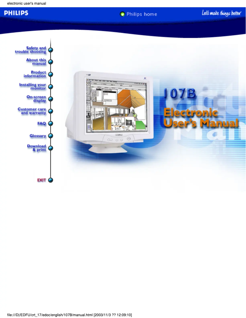 Page n°1 - Manuel utilisateur Philips 107B10