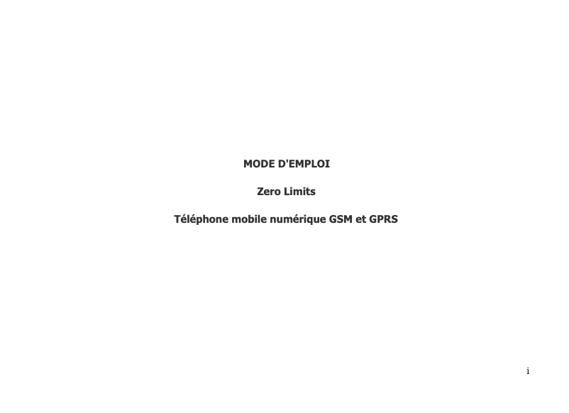 Page n°1 - Manuel utilisateur ITTM Zero