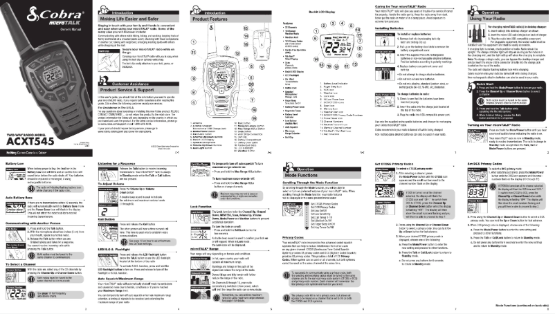 Page 1 de la notice Manuel utilisateur Cobra ACXT545