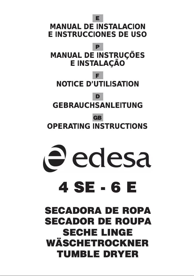 Page 1 de la notice Manuel utilisateur Edesa 4SE-6E