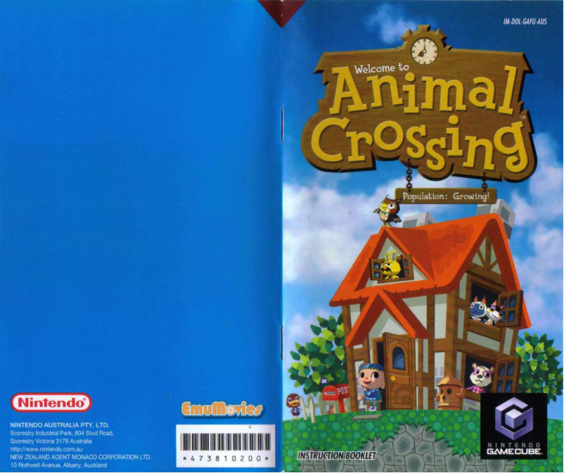 Image de la première page du manuel de l'appareil Animal Crossing (GameCube)