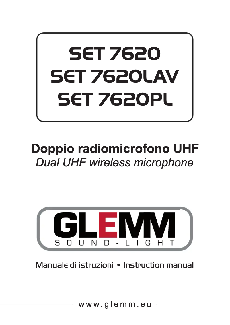 Page 1 de la notice Manuel utilisateur Glemm SET 7620LAV