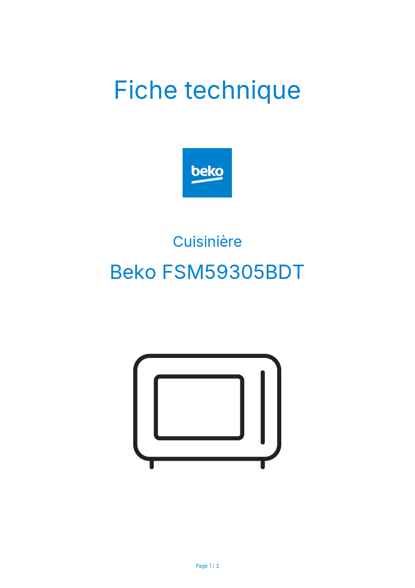 Image de la première page du manuel de l'appareil FSM59305BDT