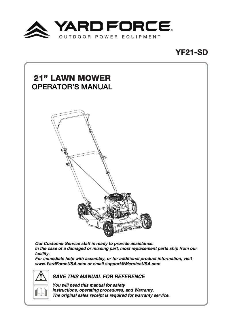 Page 1 de la notice Manuel utilisateur Yard Force YF21-SD