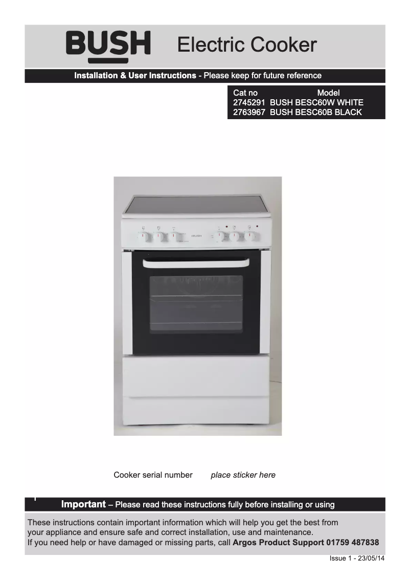 Page n°1 - Manuel utilisateur Bush BESC60B