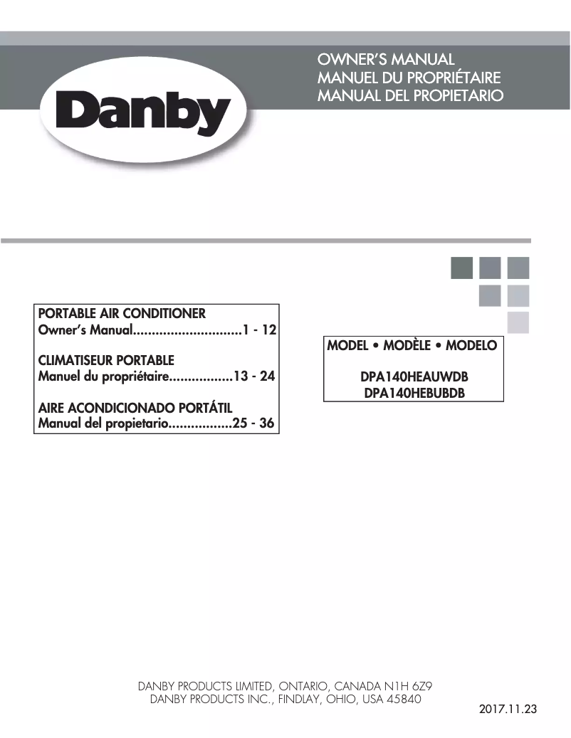 Página 1 del manual Manual de usuario Danby DPA140HEAUWDB
