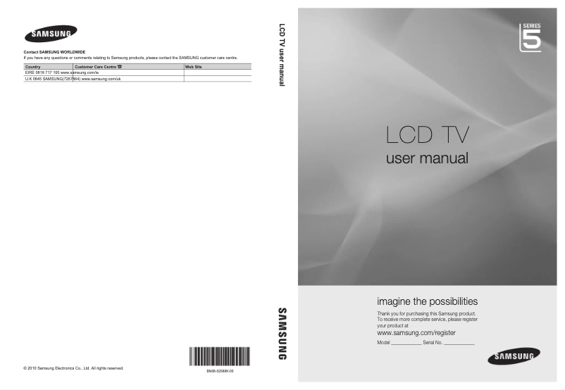 Page 1 de la notice Manuel utilisateur Samsung LE32C580J1K