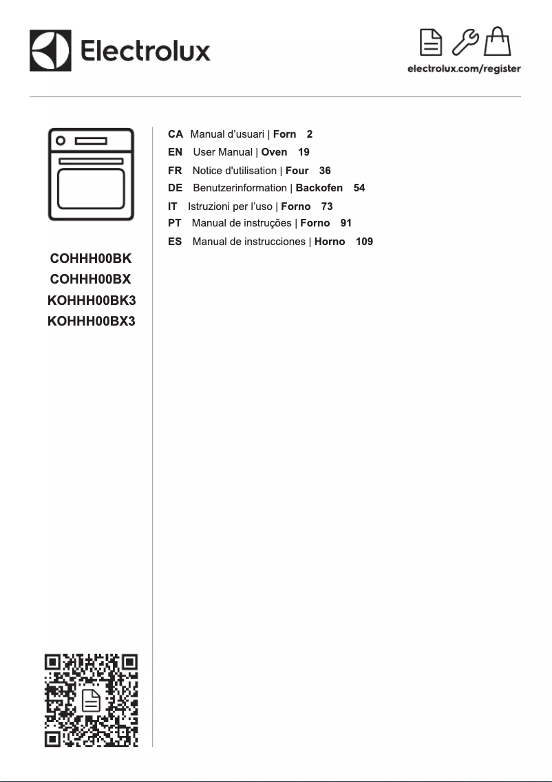 Page n°1 - Manuel utilisateur Electrolux KOHHH00BK3