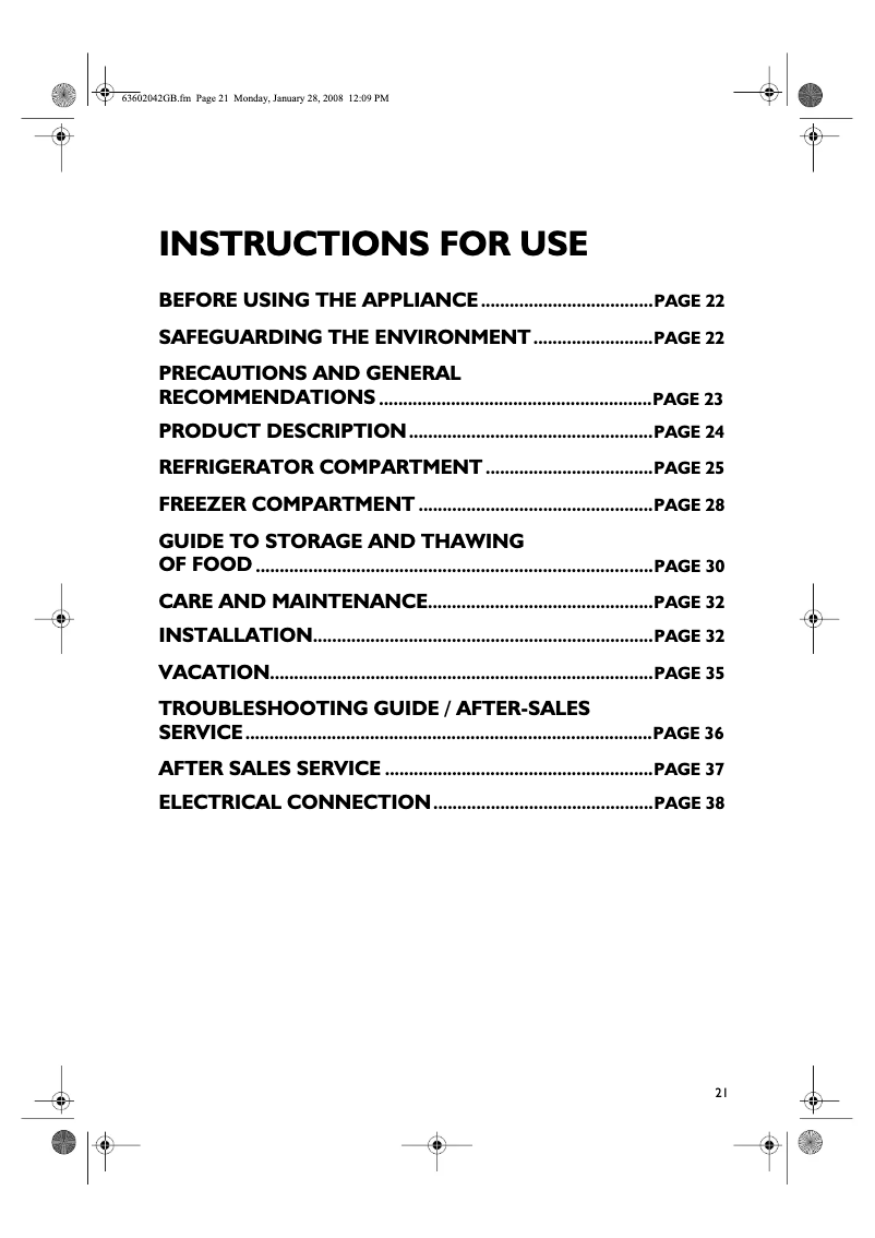 Page 1 de la notice Manuel utilisateur Whirlpool ARC 4330 WH