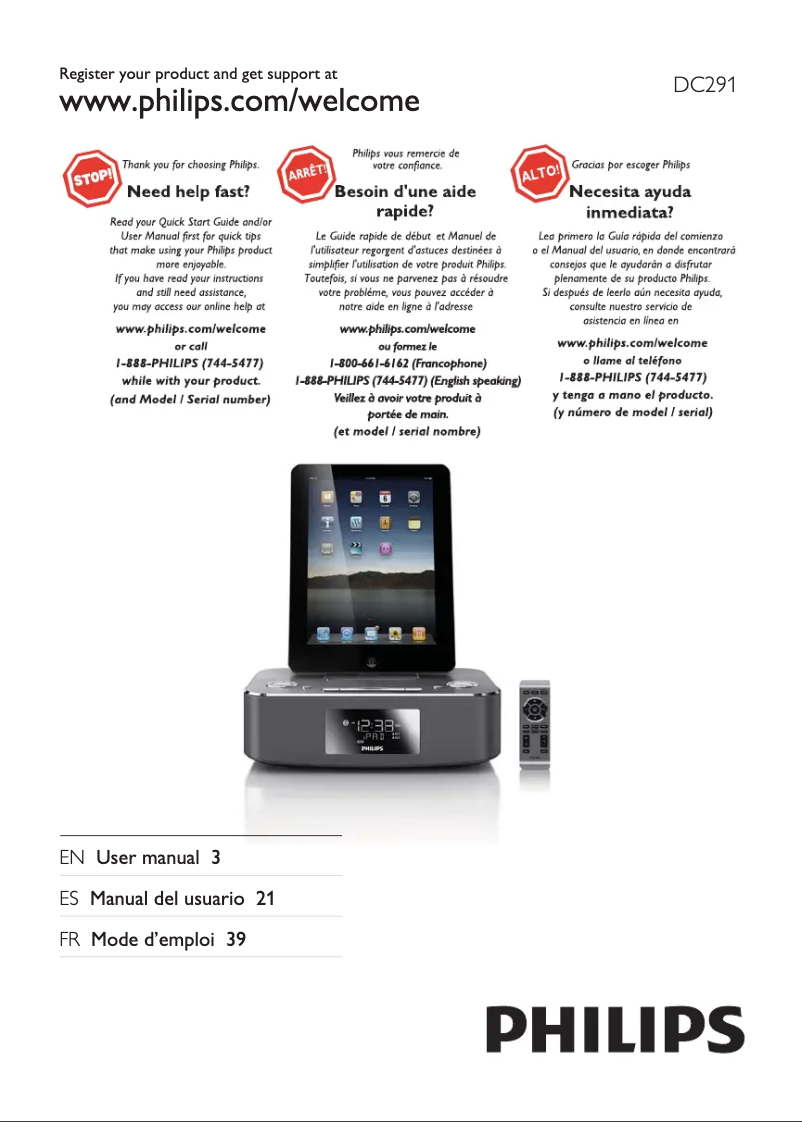 Page n°1 - Manuel utilisateur Philips DC291