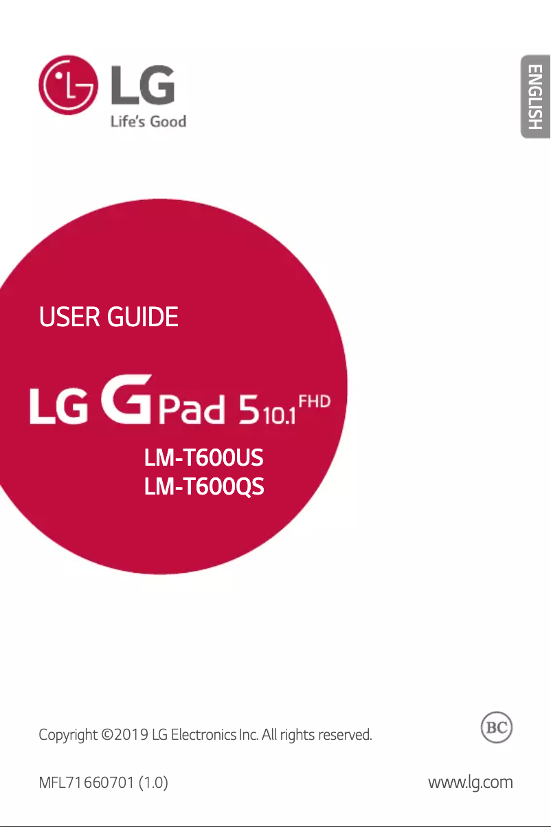 Page 1 of the manual User Manual LG G Pad 5 10.1