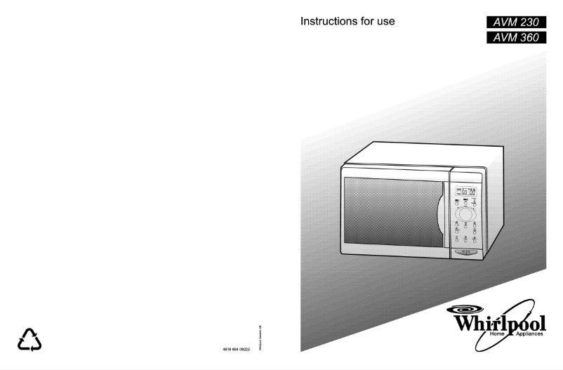 Page 1 de la notice Manuel utilisateur Whirlpool AVM 230
