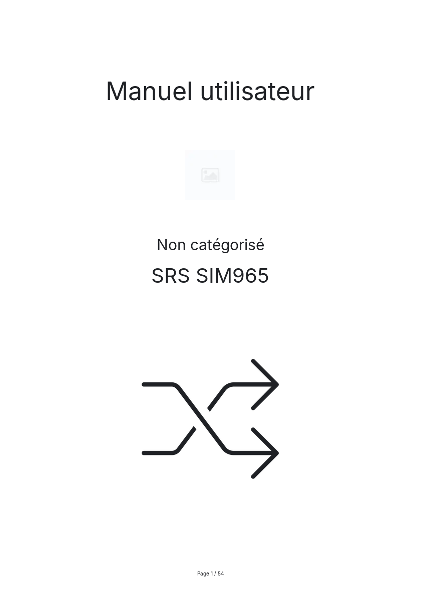 Page n°1 - Manuel utilisateur SRS SIM965
