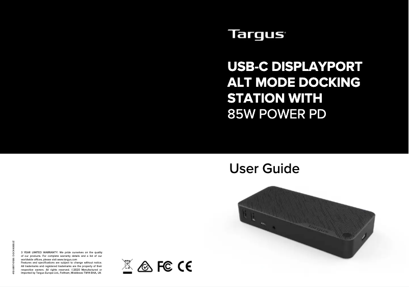 Page 1 de la notice Manuel utilisateur Targus DOCK430EUZ