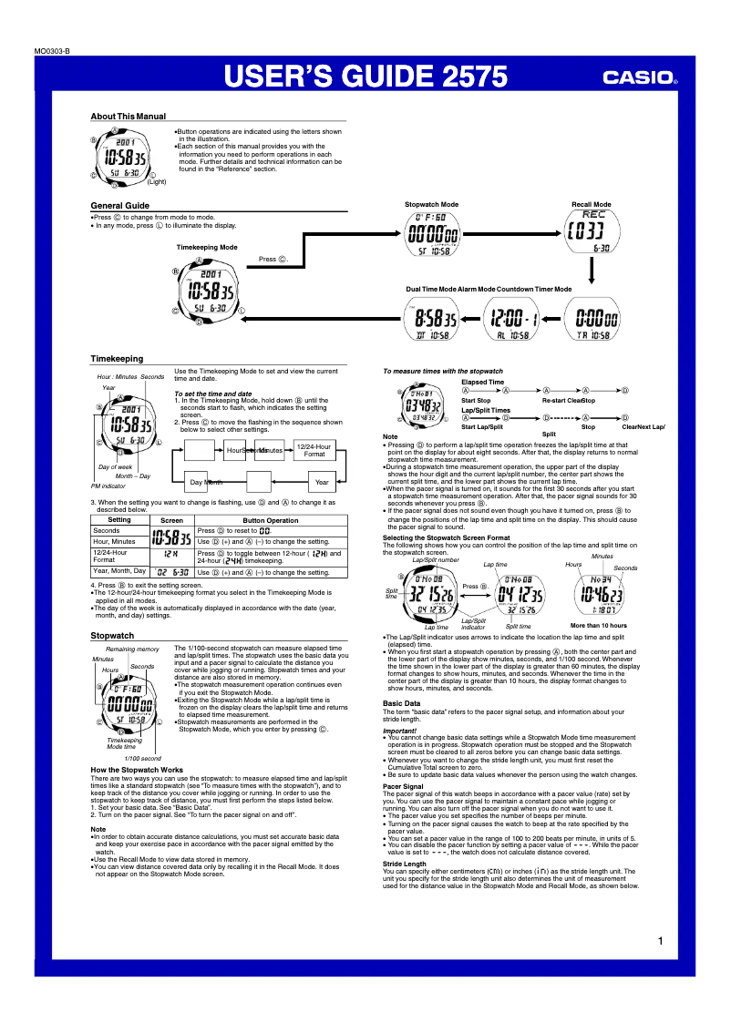 Page n°1 - Manuel utilisateur Casio STR300C-1V