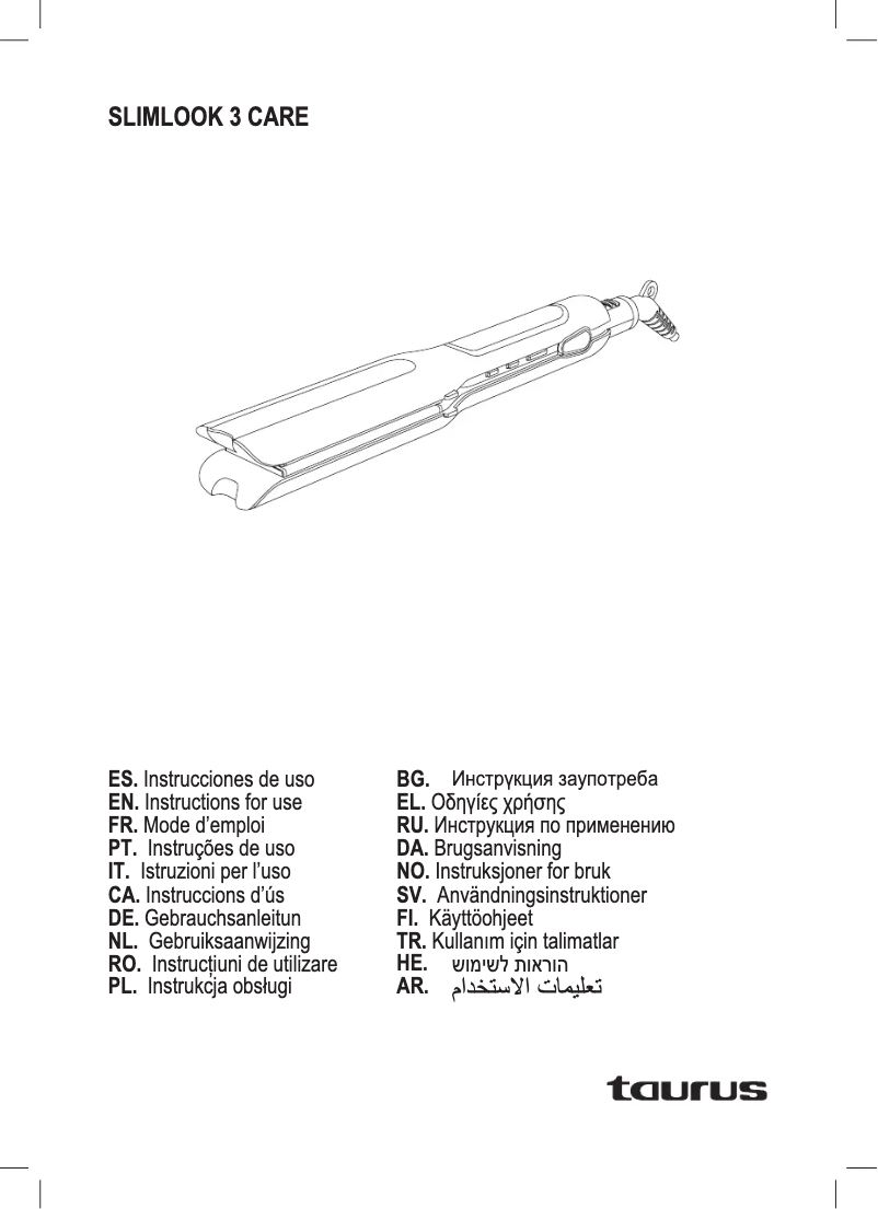 Page 1 de la notice Manuel utilisateur Taurus Slimlook 3 Care