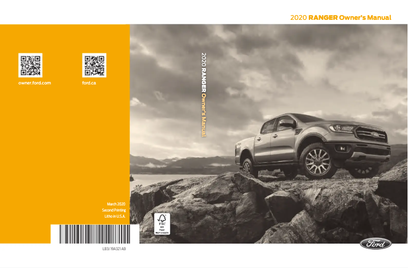Page 1 de la notice Manuel utilisateur Ford Ranger (2020)