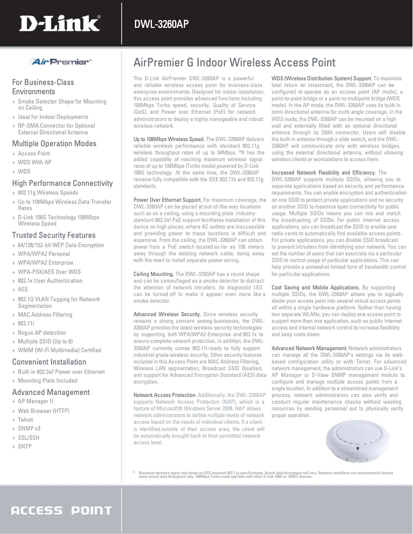 Image de la première page du manuel de l'appareil DWL-3260AP